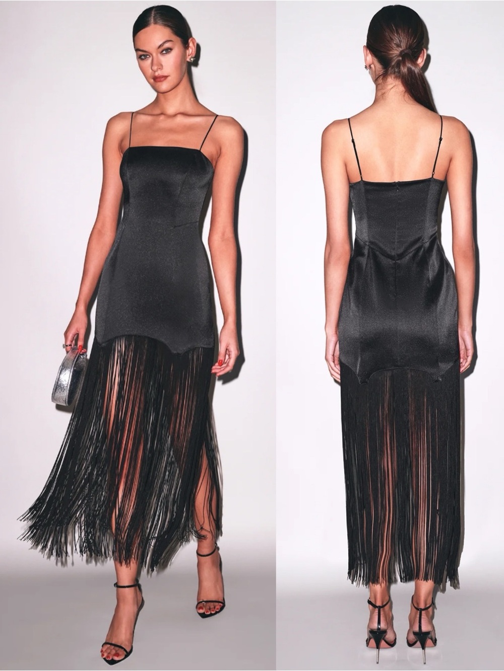 NEW NWT Fleur Du Mal Black Fringe Maxi Dress